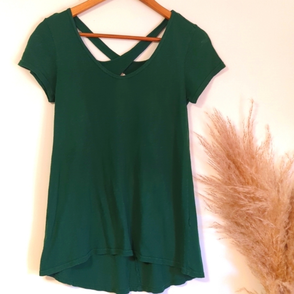 Anthropologie Green Cross back top